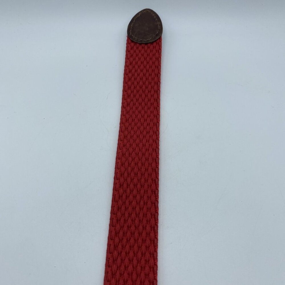 Red Woven Stretch Belt w/ Leather Tabs Men's Size 42 Made in USA - Picture 10 of 11
